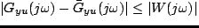 $\displaystyle \vert G_{yu}(j\omega) - \bar G_{yu}(j\omega)\vert \leq \vert W(j\omega)\vert$